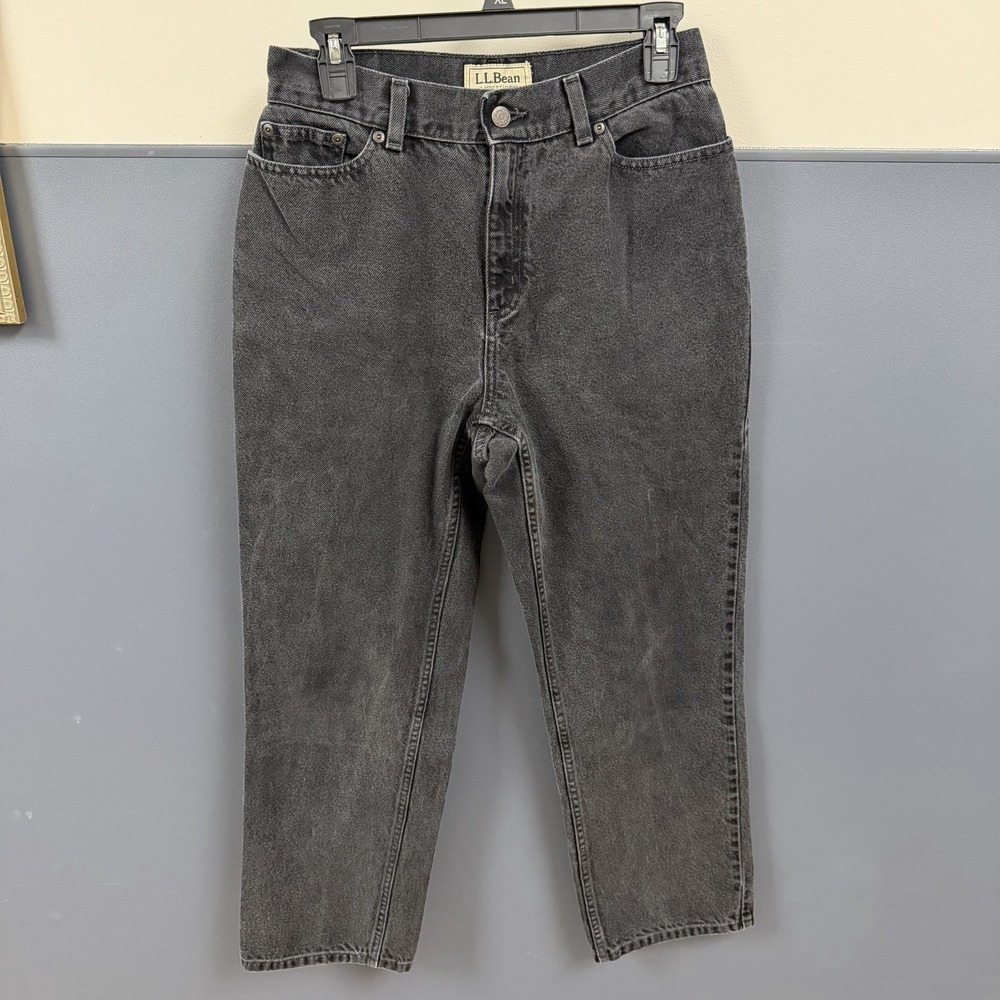 LL Bean Favorite Jeans Classic Curvy Fit Women's Sz 6 Black Acid Wash Denim Vtg